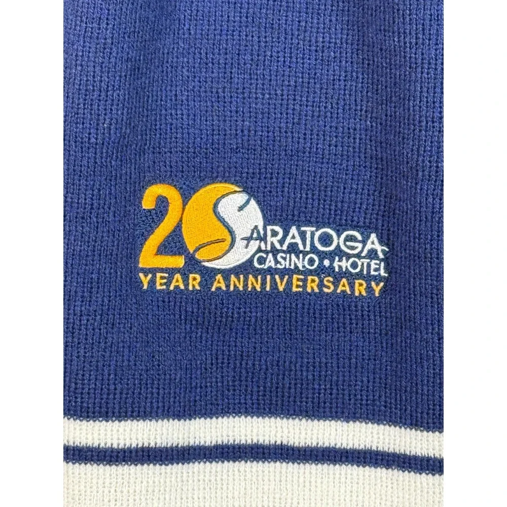 Saratoga Casino Hotel Scarf‎ NWOT Blue 20 Year Anniversary Embroidered Patch
